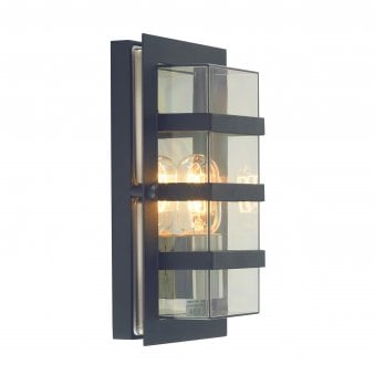 Boden IP54 Wall Light in Black with Clear Lens