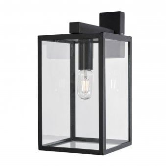 Lofoten Coastal Box Wall Light in Black with Clear Glass Panels