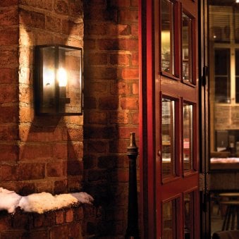 Lofoten Coastal Half Wall Lantern in Black with Clear Glass Panels