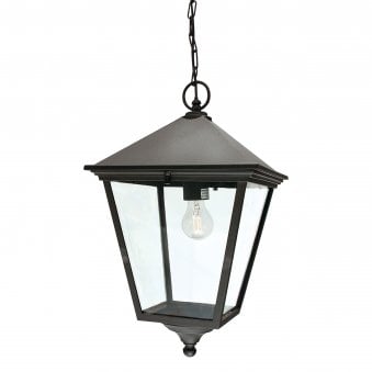 Turin Grande IP54 Pendant Chain Lantern in Black