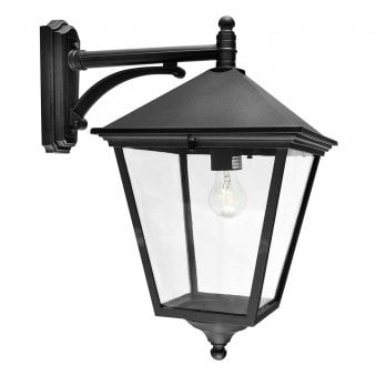 Turin IP54 Light Down Grande Wall Lantern in Black