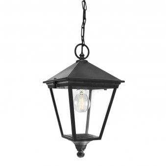 Turin IP54 Small Pendant Chain Lantern in Black