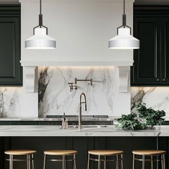 Brecken Single Drop Pendant in Old Bronze and Opal Glass Shade