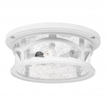 Marblehead Coastal Flush Mount Ceiling Light in White with Seeded Glass