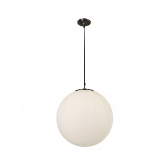 Atom Pendant In Black With Opal Glass Shade