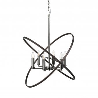 Hoopla 6 Light Pendent In Pewter & Black