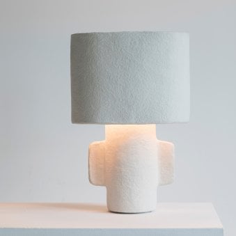 Paper Mache Earth Series N°2 Medium Table Lamp In Off White