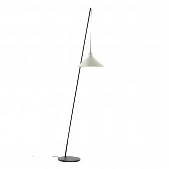 Seam Floor Lamp In Black With White Porcelain Shade