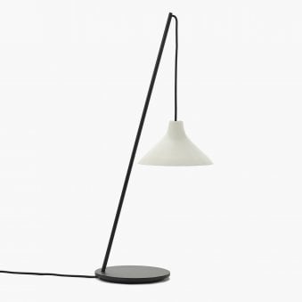 Seam Table Lamp In Black With White Porcelain Shade