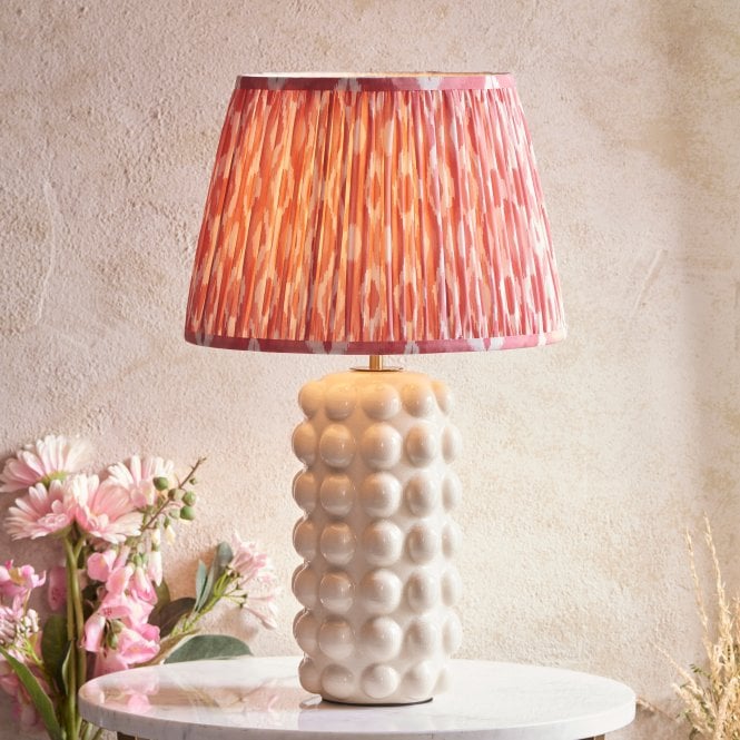 Timeless Traditions by Endon Timeless Traditions by Endon Bobble Ceramic Table Lamp in Gloss White with Ikat 35cm Coral Pink Shade