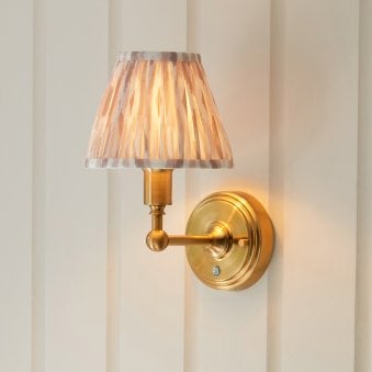 Burley Rechargeable Wall Light in Brushed Aged Brass with Ikat 16cm Neutral Shade