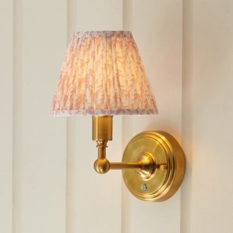 Burley Rechargeable Wall Light in Brushed Aged Brass with Leaf 16cm Peachy Keen Shade