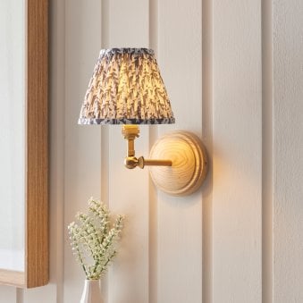 Wood Wing Adjustable Wall Light With Leaf 16cm Pearl Grey Shade