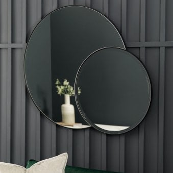 Aldworth Matt Black Interlocking Round Wall Mirrors
