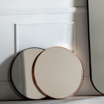Avington Black Delicate Frame Round Wall Mirror