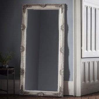 Bucklebury Aged Silver Wood Rectangle Leaner Mirror