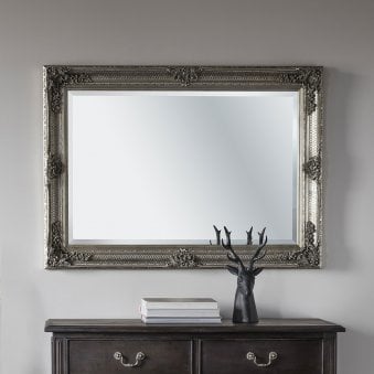 Bucklebury Aged Silver Wood Rectangle Wall Mirror