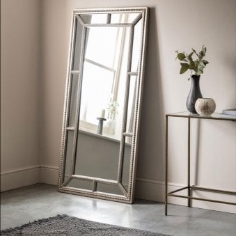 Frilsham Aged Pewter with Beading Detail Leaner Mirror
