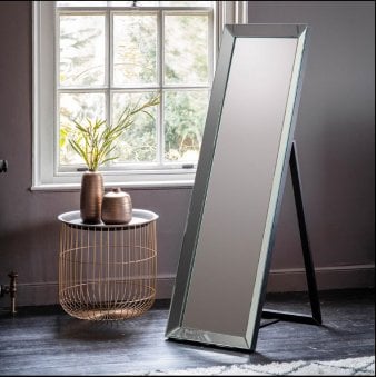 Hermitage Grey and Matt Black Full Length Cheval Mirror