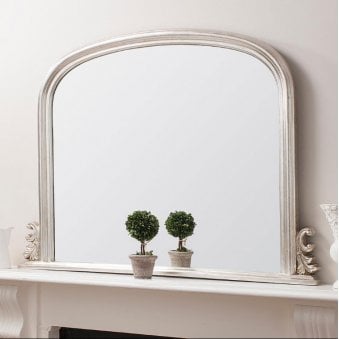 Pangbourne Silver Leaf Arch Framed Over Mantel Mirror