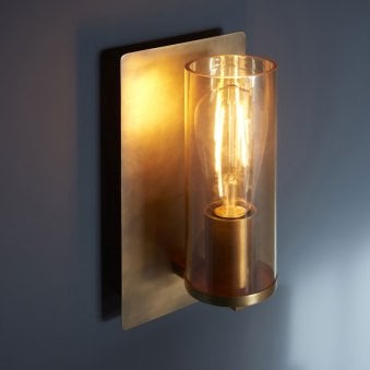 Chiswell Wall Light in Brass Patina & Champagne Lustre Glass
