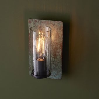 Chiswell Wall Light in Verdigris Bronze & Clear Glass