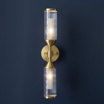 Gillingham Two Arm Wall Light in Satin Brass