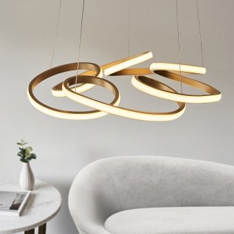 Okeford 51w LED Pendant in Satin Gold Finish with White Diffuser