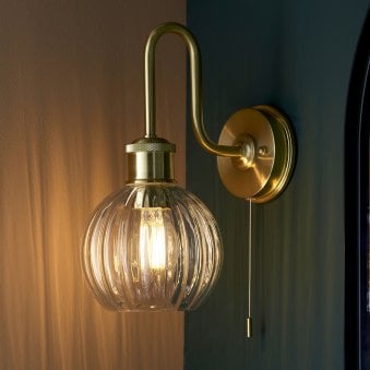 Southwell IP44 Switched Wall Light in Satin Brass