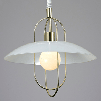 Riva Opal Glass Rise and Fall Pendant Light in Polished Brass
