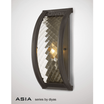 Asia Wall Light in Oiled Bronze and Squared Glass