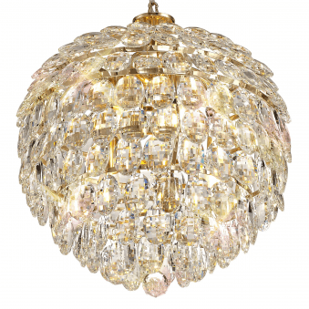 Coniston 6 Light Clear Crystal Pendant Light in French Gold