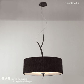 Eve 3 Light Pendant Light in Anthracite with Black Round Shade