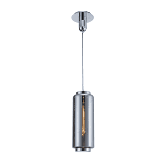 Jarras 20cm Tall Chrome and Ash Grey Glass Pendant Light
